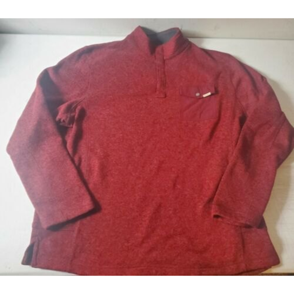 Woolrich 1/4 Button Up heathered maroon pullover fleece Synchilla style men's XL